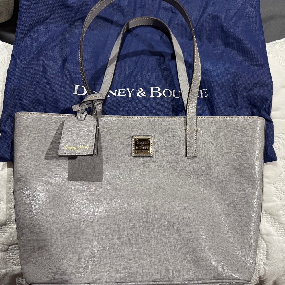 LIKE NEW Dooney & Bourke Gray Saffiano Leather Charleston Shopper Bag
